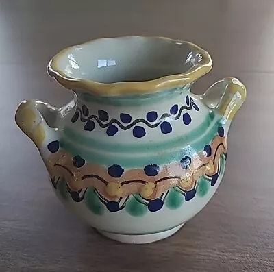 Puebla Mexico Sugar Bowl 3.5  Vintage Talavera Pottery Vase Urn Ysauro Uriarte  • $18