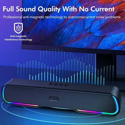 Bluetooth Wireless Sound Bar PC Computer TV Home Theater Speaker Desktop Laptop • £16.14