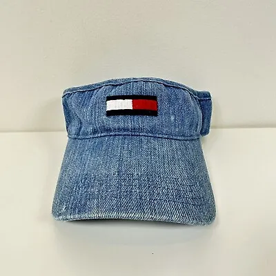 Tommy Hilfiger Visor Adult Unisex One Size Blue Denim Elastic Back Embroidered • $24.95