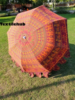 $162.47 • Buy Red Mandala Style Patio Garden Umbrella Cotton Umbrella Indian Sun Shade Parasol