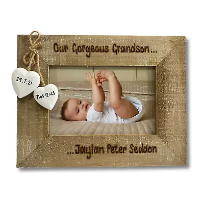 Gorgeous Grandson Granddaughter Personalised Wooden Photo Frame Nan Grandad Gift • £15.99