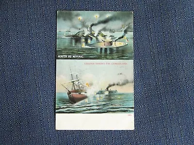 Monitor And Merrimac Virginia VA Civil War Virginia Sinking The Cumberland 1907 • $6.95