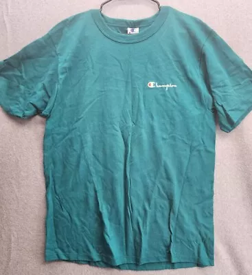 Vintage 90s Champion Men's Single Stitch Blank Tee Size Large Sea Green USA  • $18.87