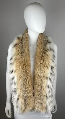 NEW W/ TAGS RUSSIAN EURASIAN LYNX Real Fur Scarf Coat Collar Cashmere Lined • $495