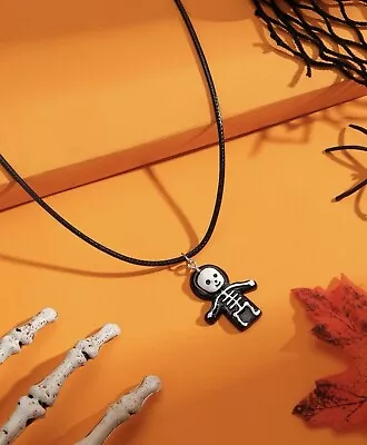 £2.45 • Buy Skeleton 💀necklace Cord Pendant Halloween Gothic Punk Emo Cute