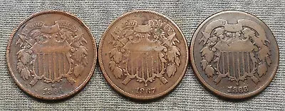 Lot Of 3 Two Cents Coins - 1866 1867 & 1868 • $20.50