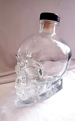 Crystal Head Skull Glass Decanter 750 ML Empty Vodka Bottle Original Wood Cork • $11.99