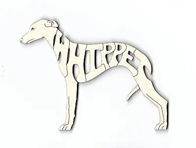 Whippet Dog Laser Cut Wood Magnet  • $6.89