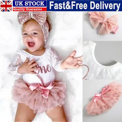 Newborn Baby Girls Clothes ONE Romper Tops Lace Tutu Dress Skirts Outfit Set • £11.99