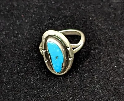 Vintage Native American Turquoise Unsigned Tested Sterling Ring Size 5 • $45