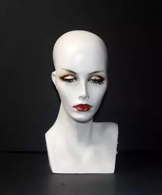 Female Mannequin Head Bust USED Fiberglass 16  Wig Salon Hat Display • $45