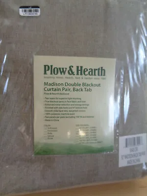 Nip Plow & Hearth Madison Dbl Black Out Curtain Pr Back Tab 40 X63  Driftwood • £28.50