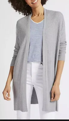 £9.99 • Buy Ladies Grey Cardigan Longline M&S COLLECTION Open Front Ribbed Medium