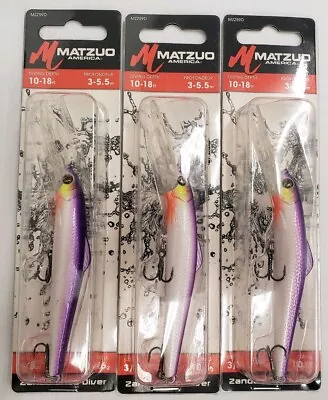 3-Matzuo Zanda Shad Jerkbait Walleye  3-5/8    3/8OZ PurPearl Prizm 2 Lures • $14.99