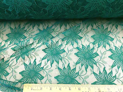 Discount Fabric Stable Mesh Lace Dark Teal Floral LC307 • $6.99