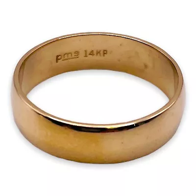 14k Yellow Gold 5mm Plain Wedding Band Size 6 Ring (2988) • $449.99