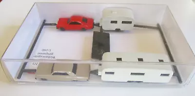 NEW N Scale Wiking 92210-2 TWO 1960's Cars (1-Chevy & 1-Opel) W/ Camper Trailers • $15.95