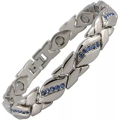 £7.99 • Buy Magnetic Arthritis Bracelet In Silver Finiish With 3000 Gauss Magnets Uk Seller