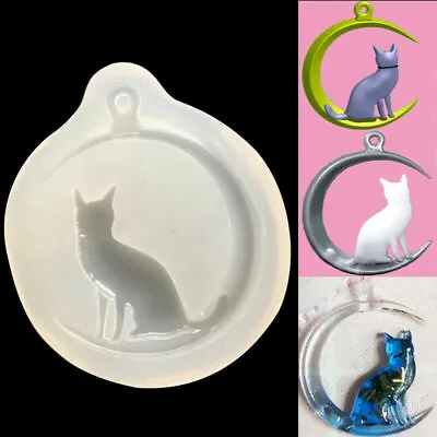 £2.99 • Buy 3D Moon Cat Silicone Pendant Mold Jewellry Making Resin Mould Epoxy Casting Tool