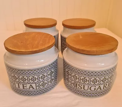 X4 Pale Blue Hornsea TAPESTRY Storage Jars Tea And Sugar And 2 Plain • £15