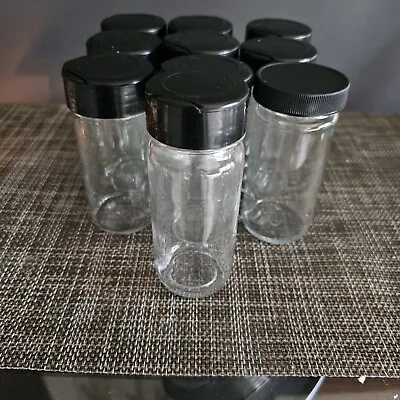 (10)   3-Oz Glass Spice Jars Black Caps • $19.99