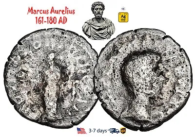 Ancient Roman Empire Coin Silver Denarius Marcus Aurelius 161 180 AD #31086 • $34.60