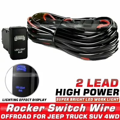 LED Light Bar Wiring Harness Kit 12V 40A Fuse Relay Blue Rocker Switch Kit • $14.24