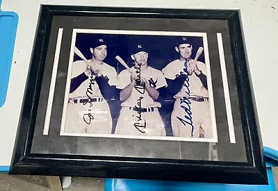 Mantle Williams Dimaggio Autographed Framed Photo. • $100