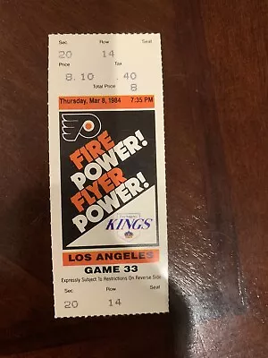 LA Kings At Flyers 3-8-1984 Full Ticket HOF Sittler Mark Howe Dionne Goals • $19.99