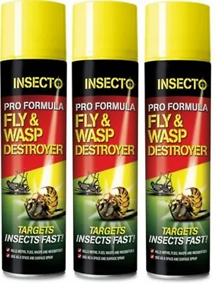 Strongest UK Fly Spray Aerosol Kills Flies And Other Flying Insect Pests Insecto • £42