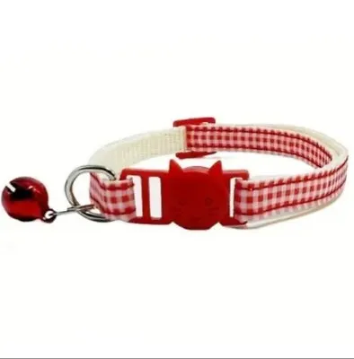 Red Plaid Cat Collar 20-30cm. Free Postage! • £2.99