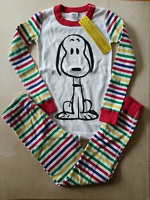 Nwt Hanna Andersson Shultz Snoopy Rainbow  Stripe  Long John Pajamas 120 6 7 • $29.99
