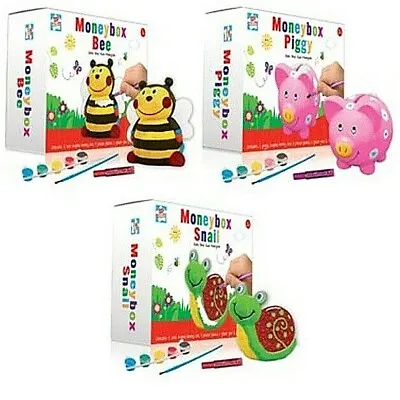 Paint Your Own Money Box Piggy Bank Saving Kids Boys Girls Art Pig Snail Or Bee • £7.99