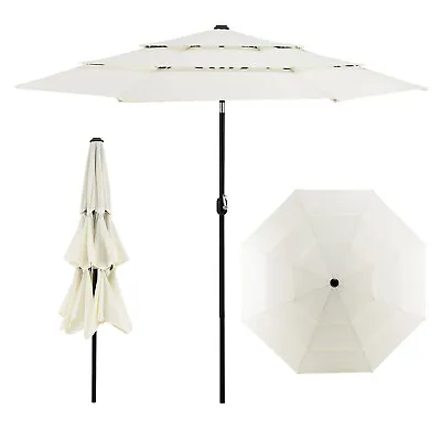 $81.95 • Buy 3M 3-Tier Patio Umbrella Double Vented Outdoor Umbrella W/ Push Button Tilt