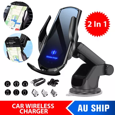 2in1 15W Car Wireless Charger W/ Air Vent Mount & Telescopic Arm Phone Holder • $22.95