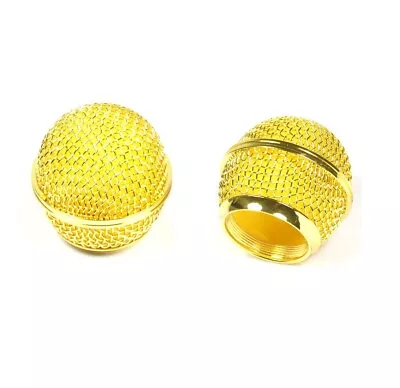 2x Gold Plated Mesh Ball Head Microphone For Shure Mics SM58 Beta58 Grilles • $14.99