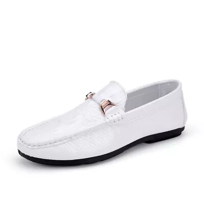 Mens Loafers Shoes Driving Moccasins Alligator Print Casual Flats Slip On Shoes • $34.22