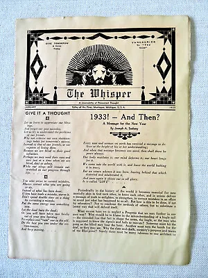 THE WHISPER Spiritulist JOSEPH SADONY January 1933 Valley Pines Montague MI • $19.95