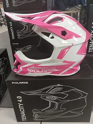 Polaris Tenacity 4.0 Offroad Helmet DOT ECE Ventilated Padded Pink & White • $139.99