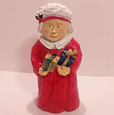 Mrs Santa Figurine World Bazaars 10  Holiday Collection Carved Look In Box • $8.95