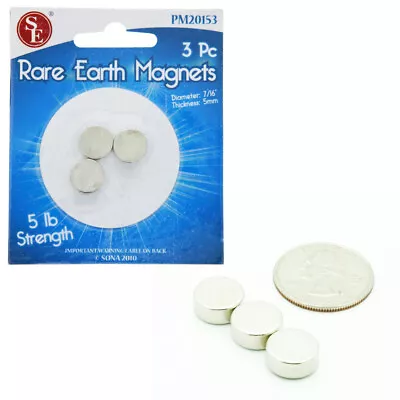 3 Pc Strong 5lb Strength Disc Magnet 7/16  Round Neodymium 5mm Rare Earth Magnet • $6.30