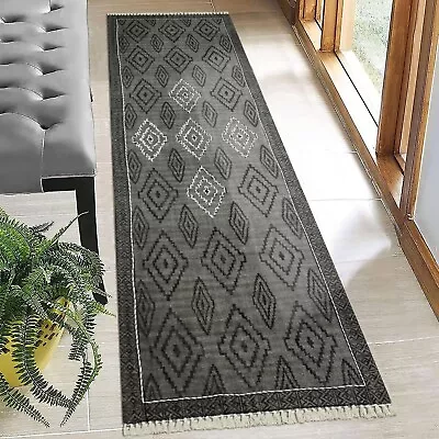 Handmade Cotton Carpet Kitchen Gray Green Mat Runner Area Rug Living Room Kilim • $108.01