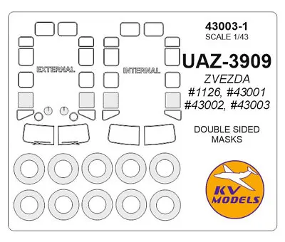 1/43 UAZ-3909 Masks For Zvezda #1126 #43001 #43002 #43003 (Double Sided) • $6.10