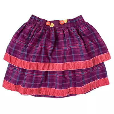 Matilda Jane Misha Skirt Girls Friends Forever Plaid Tiered Magenta Pink Size 2 • $30