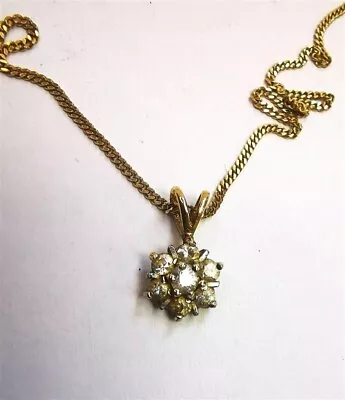 9ct Gold Necklace With Cubic Zirconia Cluster  Pendant • £27.99