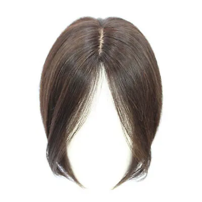 100% Real Human Hair Topper Toupee French Middle Part Bangs Clip Wigs For Women • $24.99