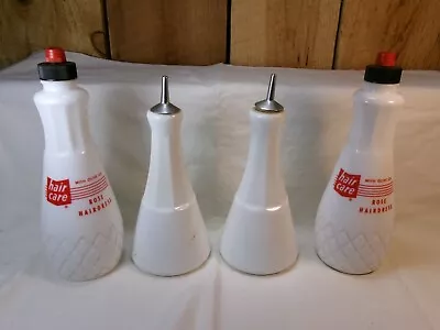 Lot Of 4 Vintage White Milk Glass Barber Shop Bottles • $11.99