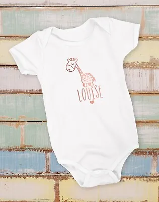£8.10 • Buy Personalised Baby Vest Unisex Metallic Clothes Grow Bodysuit Giraffe Cute Gift