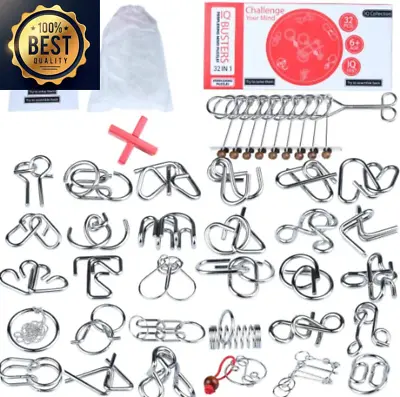 32 Brain Teasers Metal Wire IQ PuzzlesFor Adult Children And Student Expanding  • $45.32