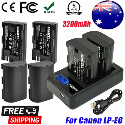 4/2X 3200mAh LP-E6 LP-E6N Battery+ Charger For Canon EOS 5D 6D 60D 70D Mark III • $76.99